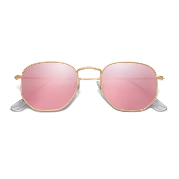 Pink Mirror Hexagonal Polarized Sunglasses for Men and Women - Picture 4 of 4